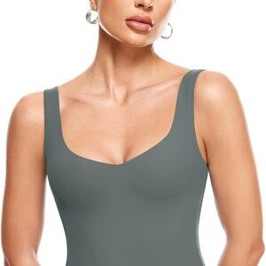 Women's Natrelax Sexy V Neck Bodysuit Double Lined Slimming Sleeveless bodysuit
